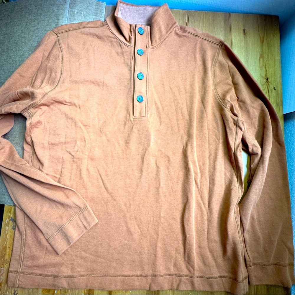 Banana Republic rust color quarter button jersey size XL pullover